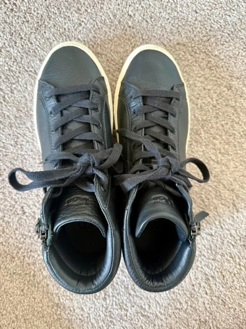 Lightly Used Ugg Blaney High Top Black Leather Sneakers Womens Sz 8